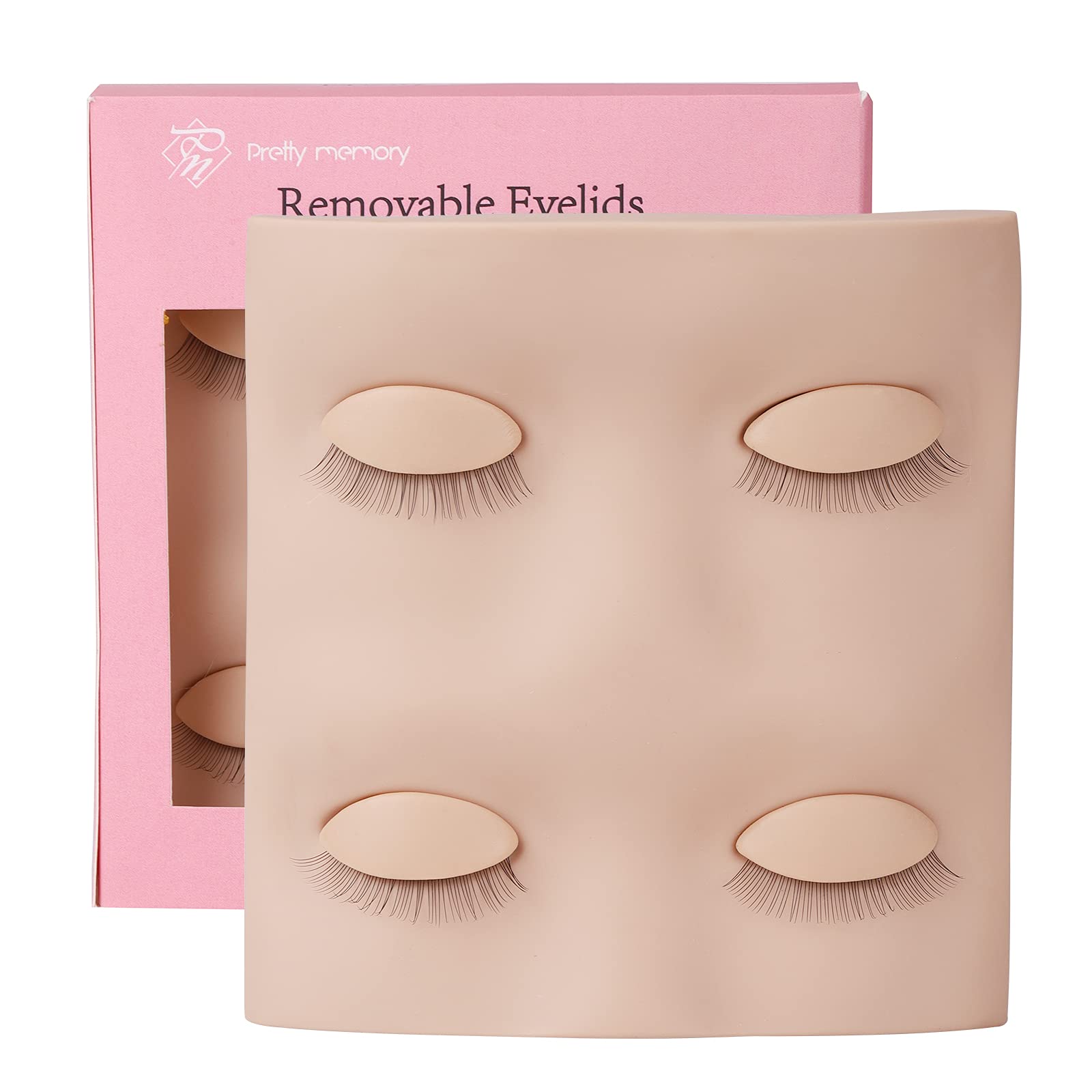 Pretty memory Lash Mannequin Head with 2 Pairs of Removable Lash Practice Eyelids, Realistic Makeup Mannequin Head, Soft-Touch Makeup Practice Face Lash Extension Supplies for Lash Extension Practice