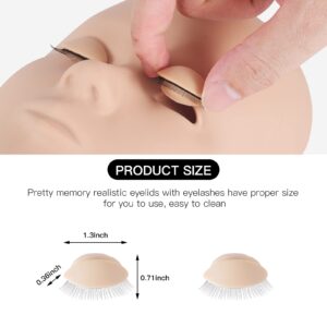 Pretty memory Lash Mannequin Head with 2 Pairs of Removable Lash Practice Eyelids, Realistic Makeup Mannequin Head, Soft-Touch Makeup Practice Face Lash Extension Supplies for Lash Extension Practice