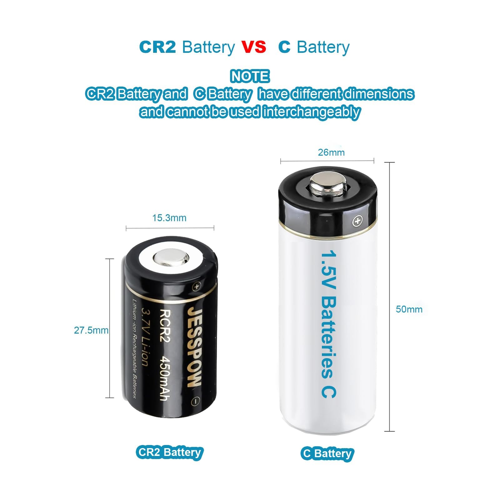 CR2 Rechargeable Batteries and Charger, 450mAh 3.7V CR2 Battery, 8 Pack RCR2 Rechargeable Batteries for Golf rangefinder, Telescope, Electric Toys, Smoke Alarm and More(Not for Arlo Camera,C Battery)
