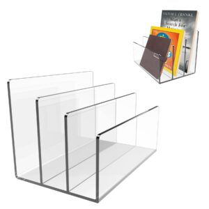 boloyo acrylic 3 sections file holder,clear file organizer letter sorter holder for desk,fit for office file organizer wallet & purse display stand (clear 3 sections 1pc)