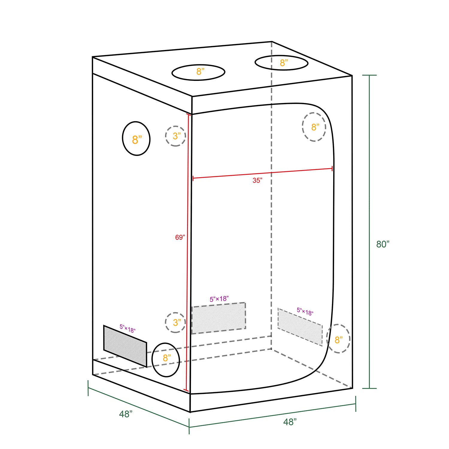 MARS HYDRO FC-E4800 LED Grow Light 4x4ft with 4x4 Grow Tent, 48"x48"x80" for Indoor Plant Growing