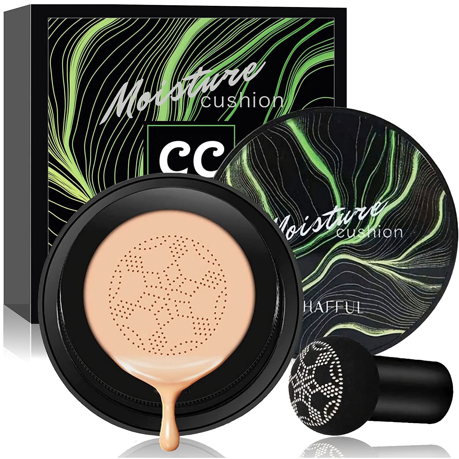 YG LianKai Mushroom Head Air Cushion CC Cream Foundation, Moisturizing Concealer BB Cream Nude Long Lasting Matte CC Cream Face Makeup Base (Natural Color)