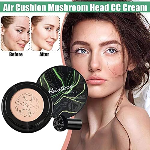YG LianKai Mushroom Head Air Cushion CC Cream Foundation, Moisturizing Concealer BB Cream Nude Long Lasting Matte CC Cream Face Makeup Base (Natural Color)