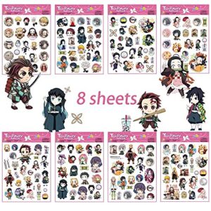 wenshen anime tattoos 8sheet anime temporary tattoo fake tattoos vinyl waterproof party favors for kids teens adult birthday 5.9x3.93 inch pack of 8