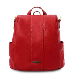 tuscany leather. tl bag - soft leather backpack - tl142138 (lipstick red)