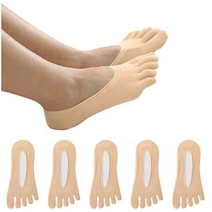 gdjgta 156 pairs five toes socks for women,athletic orthopedic compression socks toe separated low cut liner with gel tab, a beige, one size