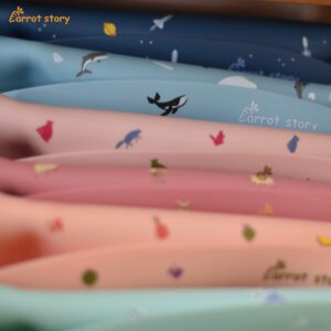 Carrot story 100% Silicone Pocket Baby Toddler Bibs, Waterproof Washable Bibs, BPA Free, Microwave/Dishwasher Safe, Set of 2 (Whales & Rockets)