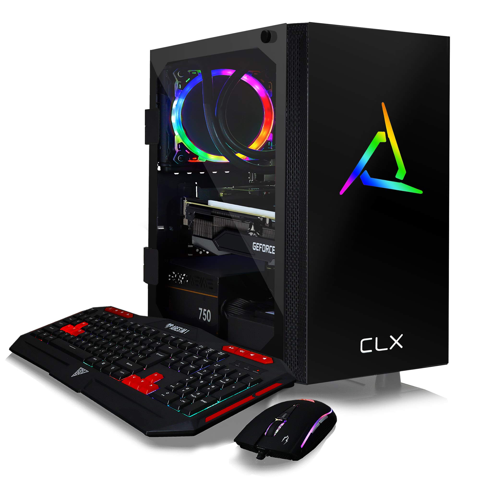 CLX Set TGMSETRTH0C20BM Gaming Desktop - Liquid Cooled AMD Ryzen 9 5900X 3.7GHz 12-Core Processor, 16GB DDR4 Memory, GeForce RTX 3060 Ti 8GB GDDR6 Graphics, 480GB SSD, 2TB HDD, WiFi, Windows 11 Home