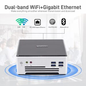 qikemall Mini PC Windows 11 Pro Core i9-10880H Mini Computer 64GB DDR4 RAM 1TB M.2 NVME SSD,Micro PC Dual NIC,USB3.0 HDMI & DP 4K, Dual Band WiFi BT 4.2