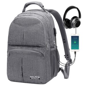bolang laptop backpack for men water resistant travel backpack women laptop backpacks fits 16 inch laptop (8459 upgraded grey)