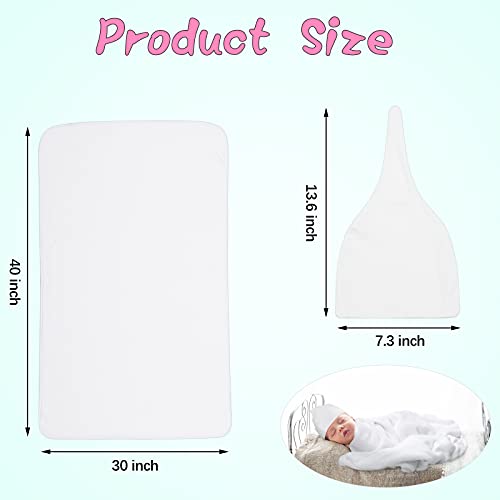 Sublimation Personalized Baby Name Blanket Soft Blank Name Blanket, 30x40 inch, Sublimation Baby Blanket and Sublimation Baby Cap Newborn Hat for Boys and Girls, White