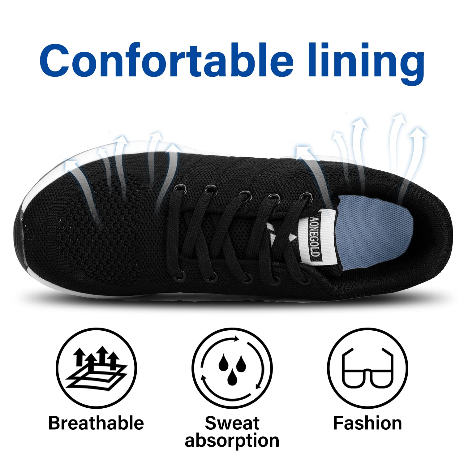 AONEGOLD Women's Wedge Sneakers Inner Heightening Walking Shoes Fashion Breathable Lightweight Air Cushion Casual Sneakers