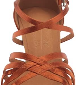 Very Fine Elektra Women's Ballroom Salsa Tango Latin Dance Shoes Copper Tan Satin 2.5" Spool Heel US 8 M