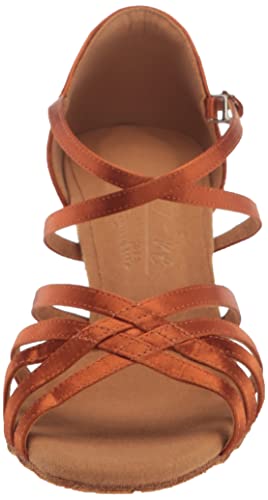 Very Fine Elektra Women's Ballroom Salsa Tango Latin Dance Shoes Copper Tan Satin 2.5" Spool Heel US 8 M