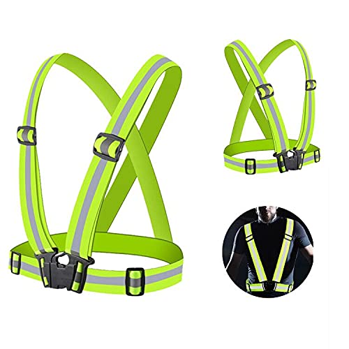 Cnuimb Reflective Vest, 2 Packs Reflective Running Gear with Adjustable Safety Straps, Fluorescent 360° High Visibility Safety Vests for Men Kids Jogging Cycling Outdoor Sports