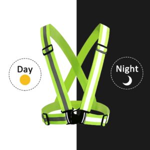 Cnuimb Reflective Vest, 2 Packs Reflective Running Gear with Adjustable Safety Straps, Fluorescent 360° High Visibility Safety Vests for Men Kids Jogging Cycling Outdoor Sports