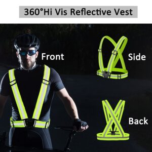 Cnuimb Reflective Vest, 2 Packs Reflective Running Gear with Adjustable Safety Straps, Fluorescent 360° High Visibility Safety Vests for Men Kids Jogging Cycling Outdoor Sports