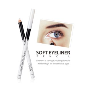 KAIQIKAIXI 6 White Eyeliner Pencils Professional Use as Highlighter, Soft, Waterproof, Long-Lasting Eyeshadow, Eye Brightener,Eye Shadow Pencil, Lip Line Pen, Eyelid Pad, Pencil Makeup Set Tool