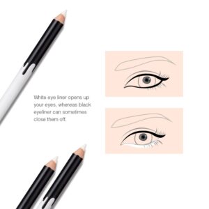 KAIQIKAIXI 6 White Eyeliner Pencils Professional Use as Highlighter, Soft, Waterproof, Long-Lasting Eyeshadow, Eye Brightener,Eye Shadow Pencil, Lip Line Pen, Eyelid Pad, Pencil Makeup Set Tool