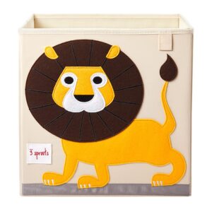 3 Sprouts Toy Storage Organizer: Toy Box Cube Organizer for Playroom, Nursery - Foldable Storage Bin - Lion