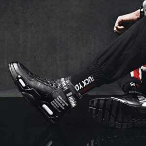 Ahico Mens Fashion Sneakers High Top Walking Shoes Sport Athletic Casual Shoe Vogue Stylish Men Black01, 9.5