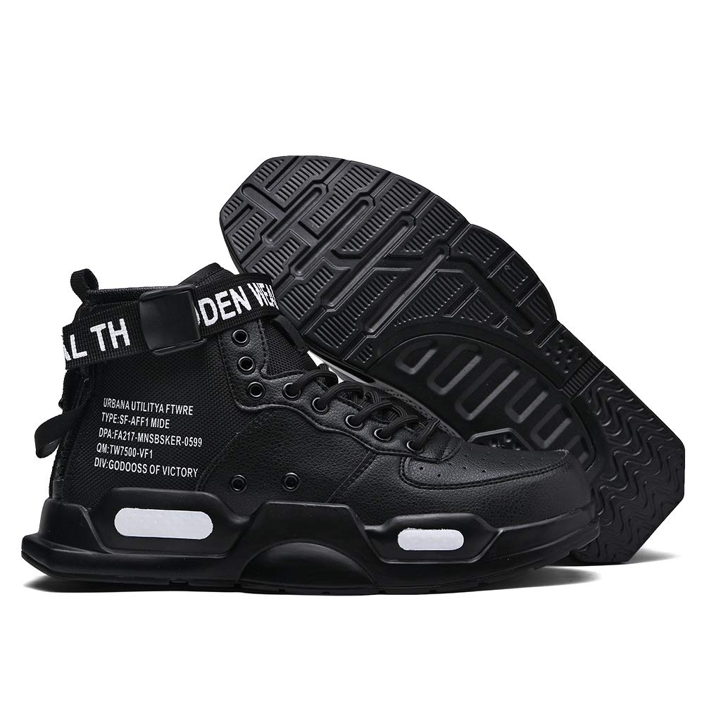 Ahico Mens Fashion Sneakers High Top Walking Shoes Sport Athletic Casual Shoe Vogue Stylish Men Black01, 9.5