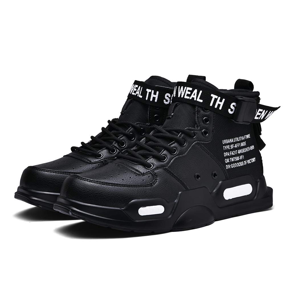 Ahico Mens Fashion Sneakers High Top Walking Shoes Sport Athletic Casual Shoe Vogue Stylish Men Black01, 9.5