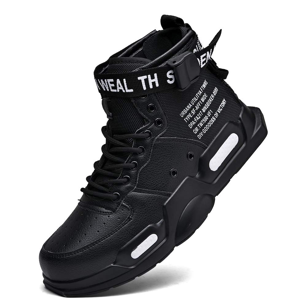 Ahico Mens Fashion Sneakers High Top Walking Shoes Sport Athletic Casual Shoe Vogue Stylish Men Black01, 9.5