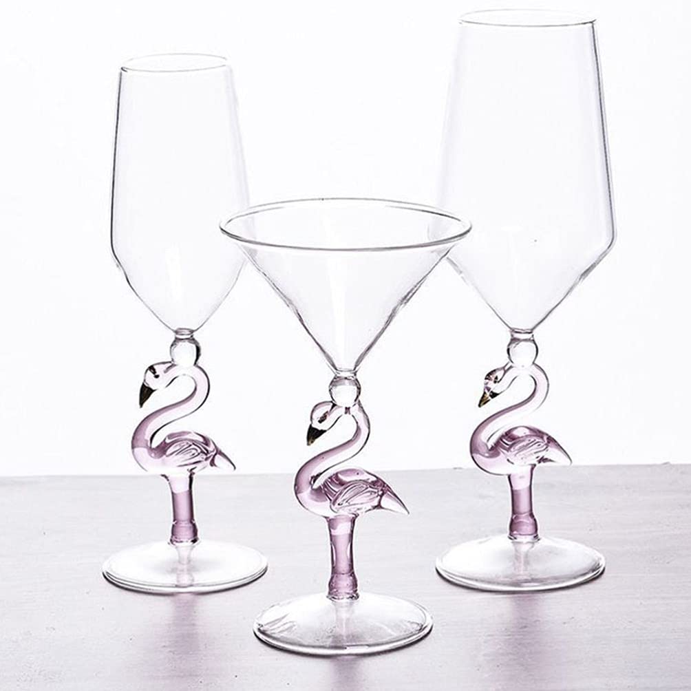 1pc Flamingo Wine Glass Grape Wine Glasses Flamingo Stem Creative Glass Glass Birthday Creative Gift Goblet Flamingo Gift Bar Cocktail Glass Bride Martini Red Wine