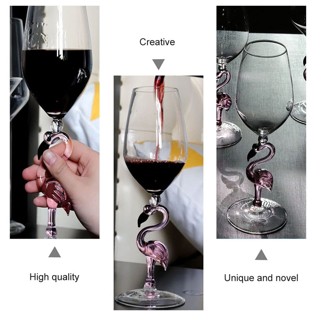 1pc Flamingo Wine Glass Grape Wine Glasses Flamingo Stem Creative Glass Glass Birthday Creative Gift Goblet Flamingo Gift Bar Cocktail Glass Bride Martini Red Wine