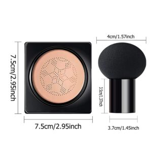 Amazfly Air Cushion CC Cream Mushroom Head Foundation, Moisturizing BB Cream Makeup Long Lasting Matte Concealer Bright Makeup Base Long Lasting with Mushroom Makeup Sponge (Natural)