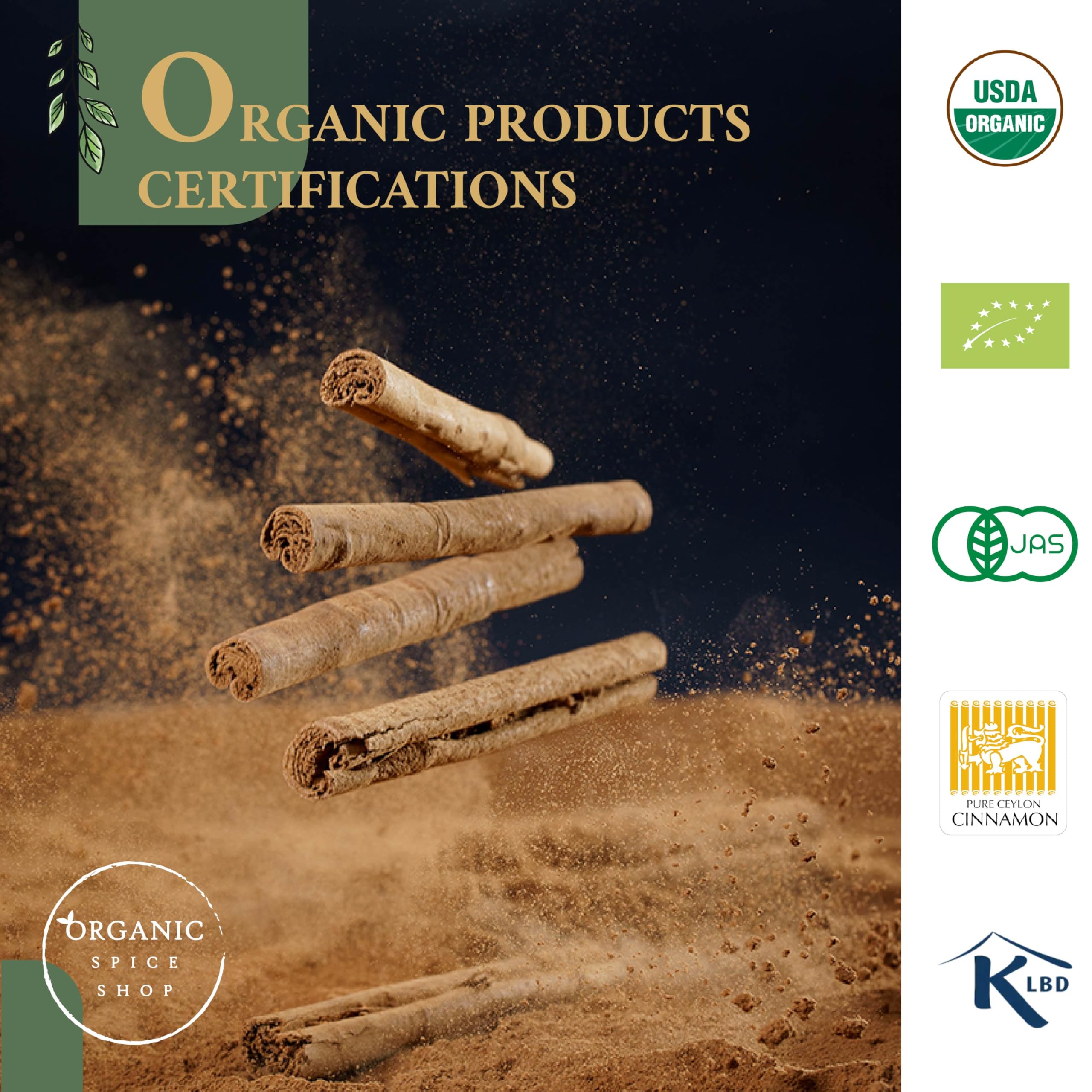 Organic Ceylon Cinnamon Powder | Certified USDA Organic and Kosher| Ceylon Cinnamon Powder Organic from Sri Lanka | Organic Cinnamon Ceylon from Sri Lanka| Premium Quality True Cinnamon Powder | 7 oz (200g) Eco-Friendly Resealable Bag