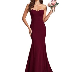 Ever-Pretty Womens Fishtail V Neck Tube Long Ball Gowns Bodycon Dresses for Women Burgundy US16