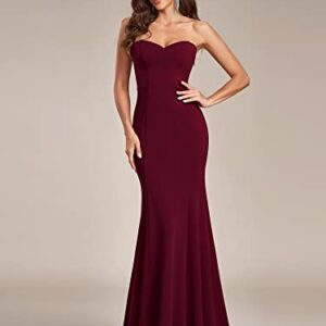 Ever-Pretty Womens Fishtail V Neck Tube Long Ball Gowns Bodycon Dresses for Women Burgundy US16