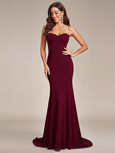 Ever-Pretty Womens Fishtail V Neck Tube Long Ball Gowns Bodycon Dresses for Women Burgundy US16