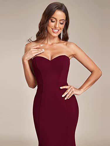 Ever-Pretty Womens Fishtail V Neck Tube Long Ball Gowns Bodycon Dresses for Women Burgundy US16