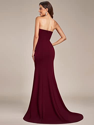 Ever-Pretty Womens Fishtail V Neck Tube Long Ball Gowns Bodycon Dresses for Women Burgundy US16