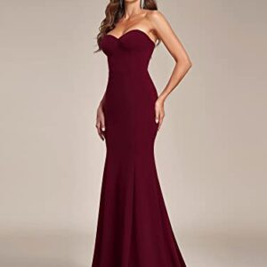 Ever-Pretty Womens Fishtail V Neck Tube Long Ball Gowns Bodycon Dresses for Women Burgundy US16