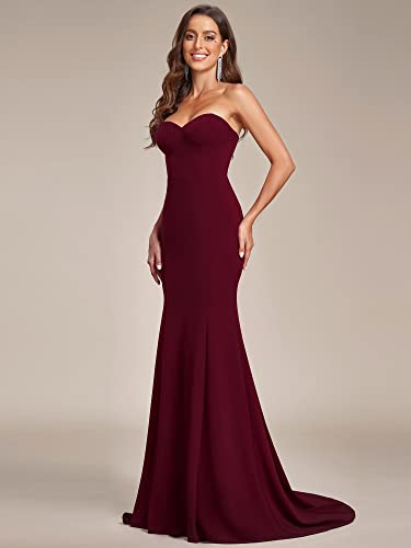 Ever-Pretty Womens Fishtail V Neck Tube Long Ball Gowns Bodycon Dresses for Women Burgundy US16