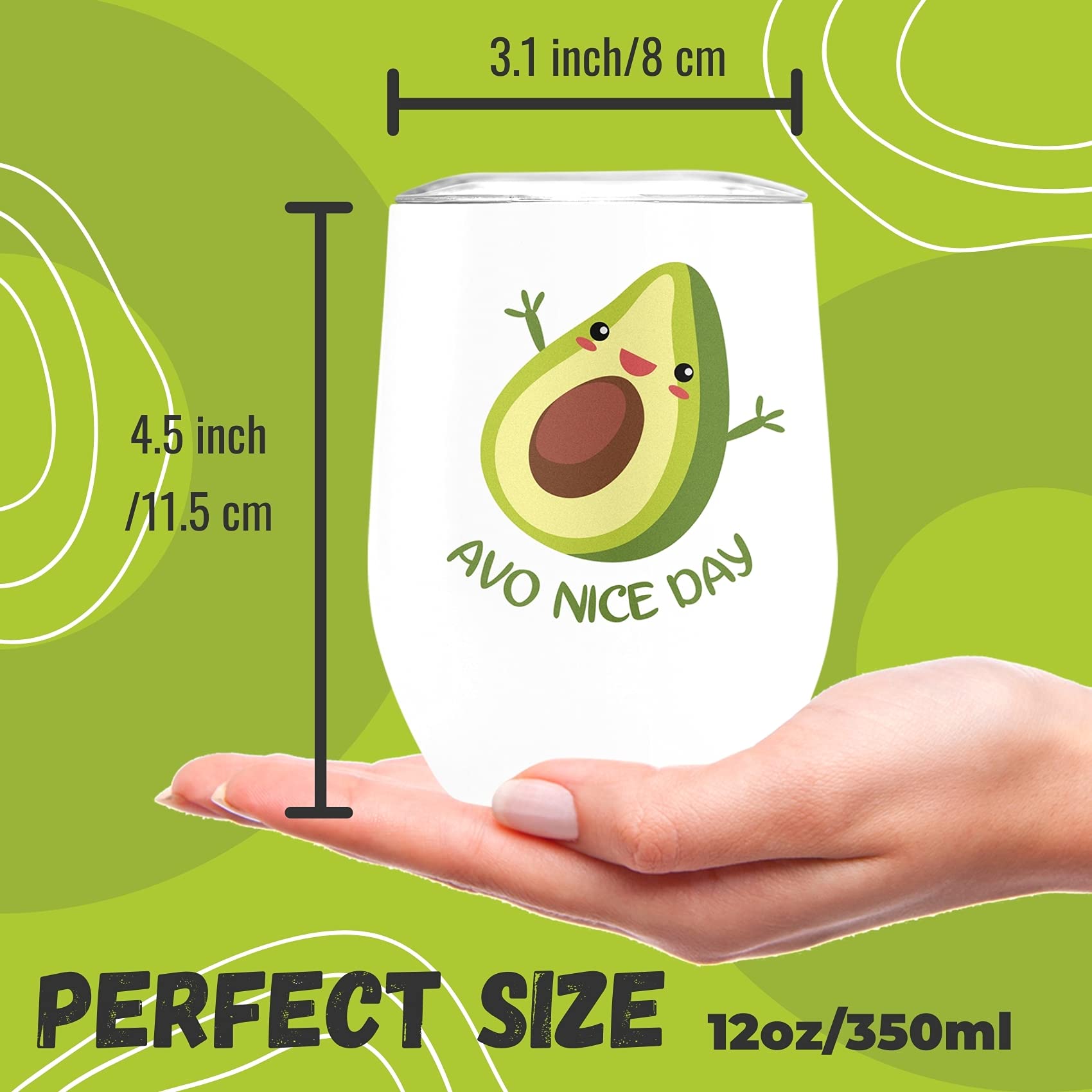 Onebttl Avocado Tumbler 12 oz Travel Coffee Mug, Stainless Steel Insulated Coffee Cups Avocado Lovers Gifts for Women Girls