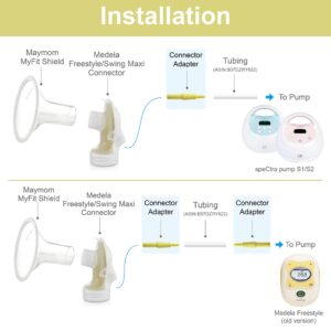 BabyShown Flange Adapter Connector Adapter Spectra for S1/S2 Pump and Medela Freestyle Pump to Compatible with Medela Swing Maxi Connector and Freestyle Connector, 2pc