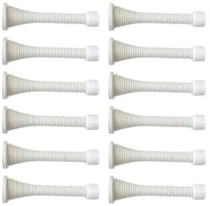12 pack spring door stopper 3-1/8" flexible heavy duty screw-in stainless steel with rubber bumper (white)