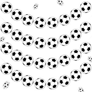 4 pieces soccer party decorations soccer banner soccer ball garland soccer bunting banners with 32 pcs football pattern decoration cards soccer party supplies for kids boys soccer fans birthday party