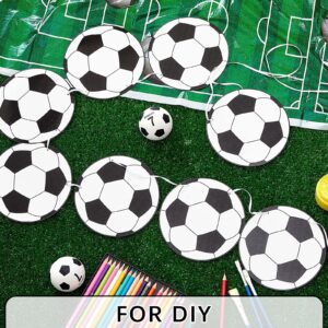 4 Pieces Soccer Party Decorations Soccer Banner Soccer Ball Garland Soccer Bunting Banners with 32 Pcs Football Pattern Decoration Cards Soccer Party Supplies for Kids Boys Soccer Fans Birthday Party