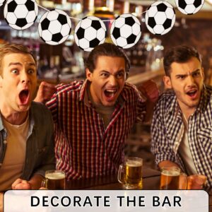 4 Pieces Soccer Party Decorations Soccer Banner Soccer Ball Garland Soccer Bunting Banners with 32 Pcs Football Pattern Decoration Cards Soccer Party Supplies for Kids Boys Soccer Fans Birthday Party