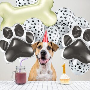 46 Pieces Dog Themed Balloons Include 40 Pieces Dog Paw Print Latex Balloons 3 Pieces Bone Shaped Foil Balloons and 3 Pieces Dog Paw Print Foil Balloons Props for Pets Kids Birthday Party Decorations