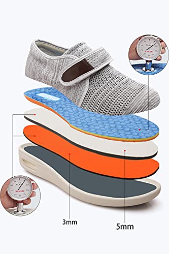 Yibobay Diabetic Shoes for Women Width X-Wide Shoe for Elderly Women Wide Shoes for Women Walking Shoes Adjustable Closure Breathable Lightweight Non Slip for Swollen Feet Edema Light Grey 9