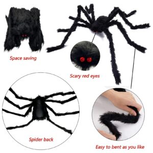 Halloween Decorations Outdoor 295'' Halloween Spider Web Decor 59'' Scary Giant Spider 100 Small Fake Spiders 40g Stretch Cobwebs Spider Webs Halloween Decorations for Outside Yard Garden Lawn Party