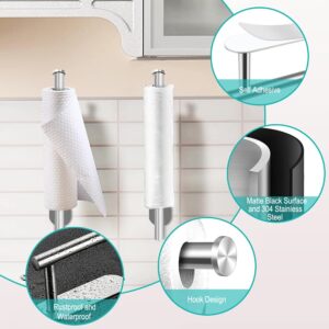 MGahyi Paper Towel Holder Wall Mount, Self Adhesive Or Drilling Under Cabinet Kitchen, 13.2 inch Stainless Steel Paper Towel Roll Rack, Towel Roll Hanger for Bathroom(Rectangle-Silver)