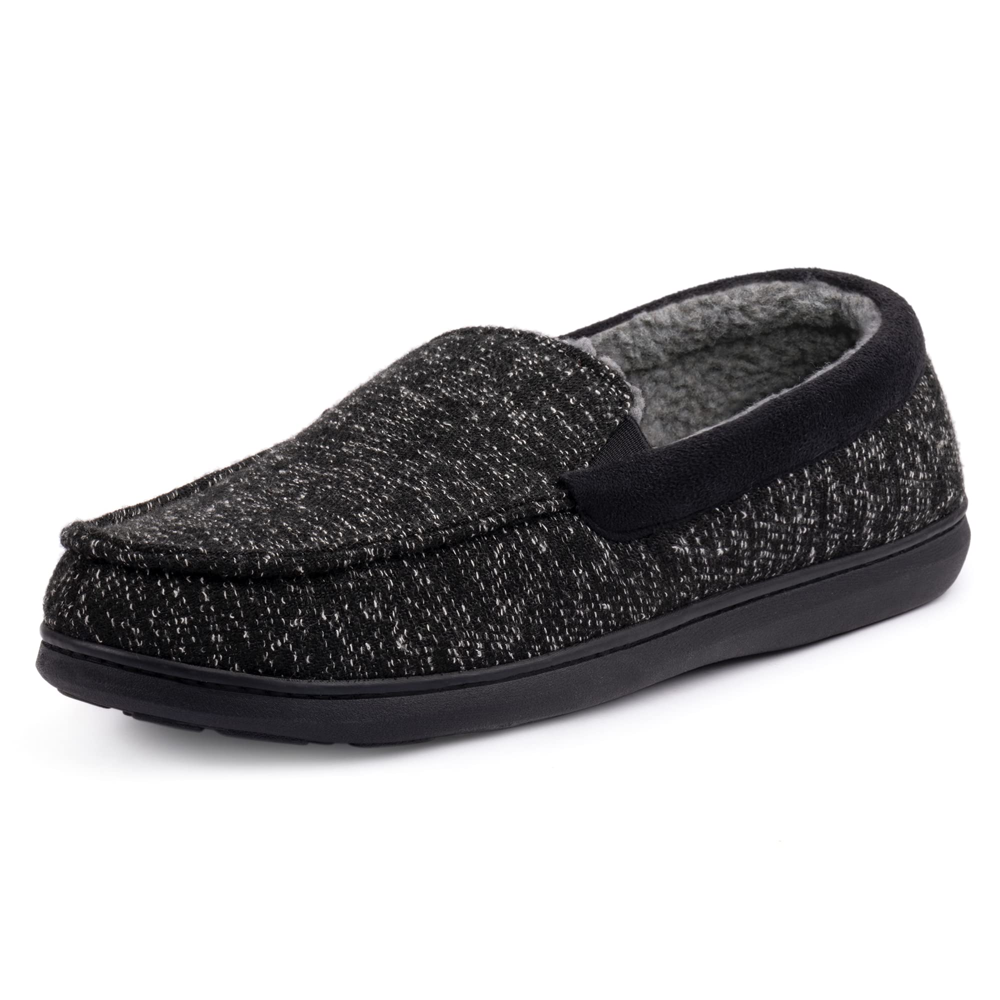 RockDove Men's Sherpa Lined SILVADUR Memory Foam Moc Slipper, Size 10 US Men, Black